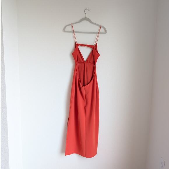 Bec + Bridge Ella Flame Orange Cutout Slit Midi Sleeveless Dress, size 10 - Picture 3 of 14